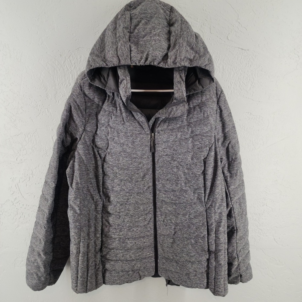 Heatkeep XL | Gray Heathered‎ Puffer Hooded Down Jacket Winter Coat Mens